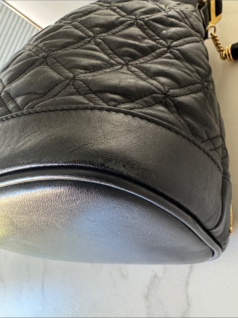 Rare Vintage MCM Michael Cromer Handheld Mini Bucket Bag - Quilted Lambskin - Picture 12 of 13
